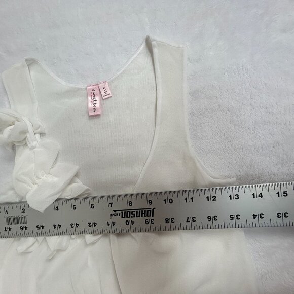 Sweet Pea By Stacy Frati Womens White Sleeveless Top With Floral Detail Small - Picture 6 of 9